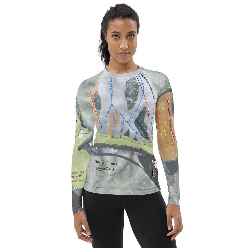 Snow Creek, Missouri Ski Trail Map Women's Base Layer Top
