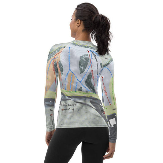 Snow Creek, Missouri Ski Trail Map Women's Base Layer Top - Powderaddicts