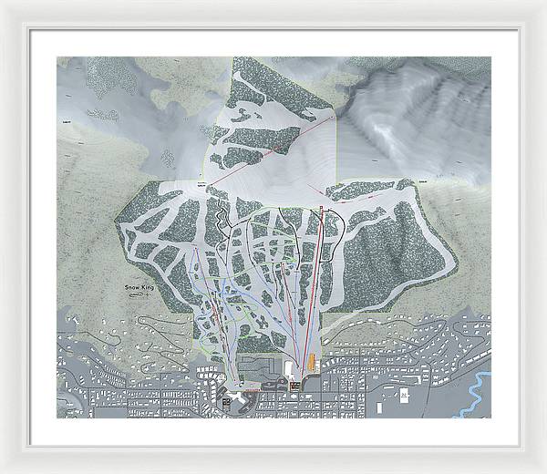 Snow King Ski Trail Map - Framed Print - Powderaddicts