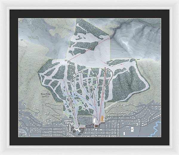 Snow King Ski Trail Map - Framed Print - Powderaddicts