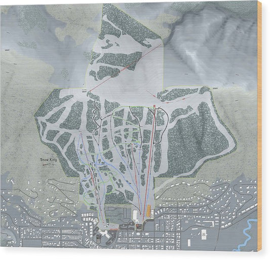 Snow King Ski Trail Map - Wood Print - Powderaddicts