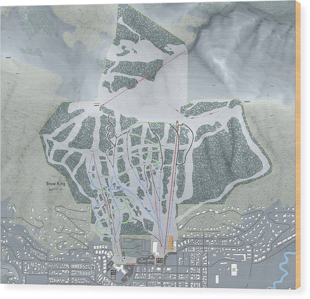 Snow King Ski Trail Map - Wood Print - Powderaddicts