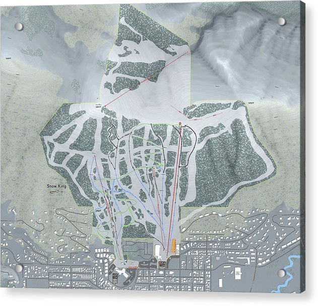 Snow King Ski Trail Map - Acrylic Print - Powderaddicts