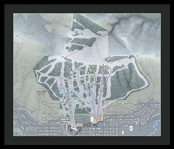 Snow King Ski Trail Map - Framed Print - Powderaddicts