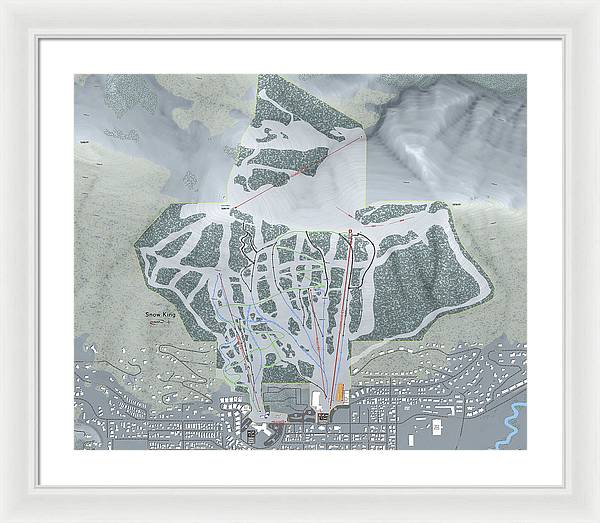 Snow King Ski Trail Map - Framed Print - Powderaddicts