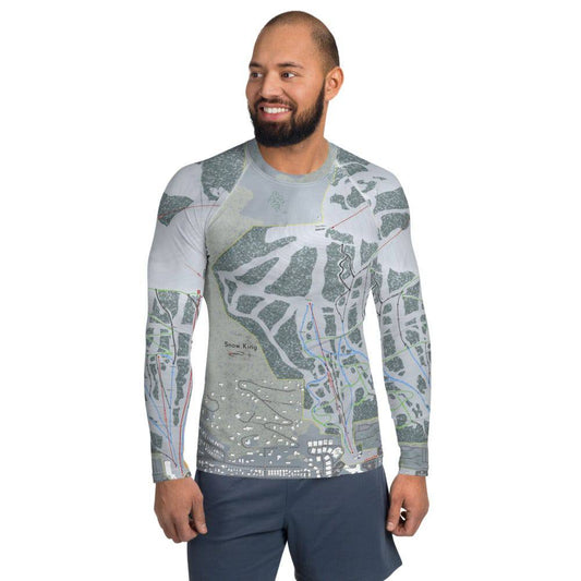 Snow King, Wyoming Ski Trail Map Men's Base Layer Top - Powderaddicts