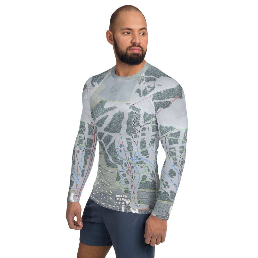 Snow King, Wyoming Ski Trail Map Men's Base Layer Top - Powderaddicts