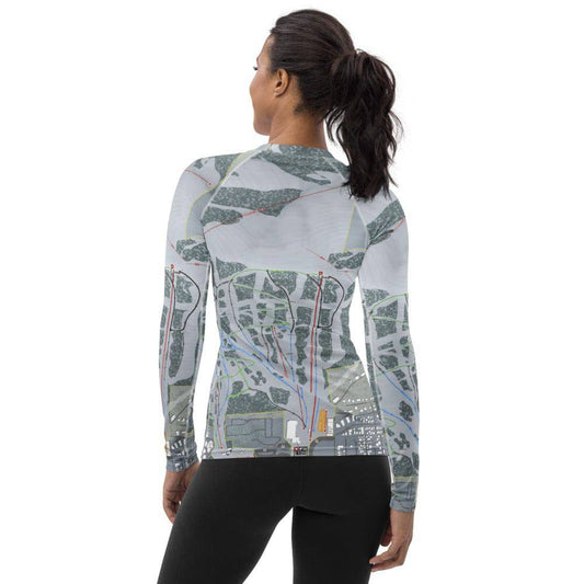Snow King, Wyoming Ski Trail Map Women's Base Layer Top - Powderaddicts