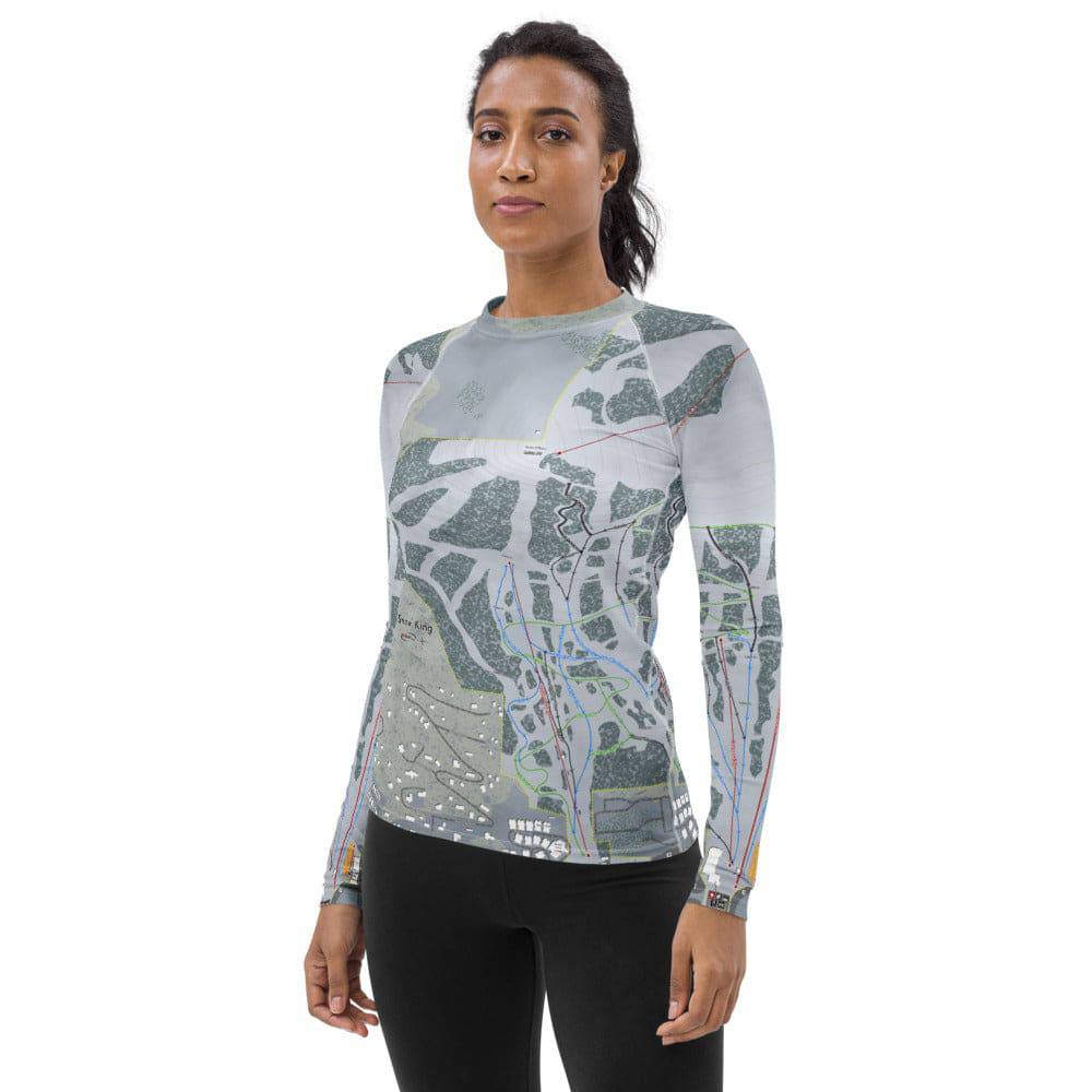 Snow King, Wyoming Ski Trail Map Women's Base Layer Top - Powderaddicts