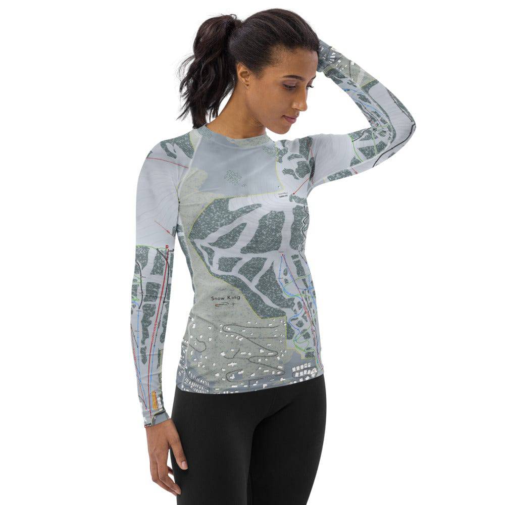 Snow King, Wyoming Ski Trail Map Women's Base Layer Top - Powderaddicts