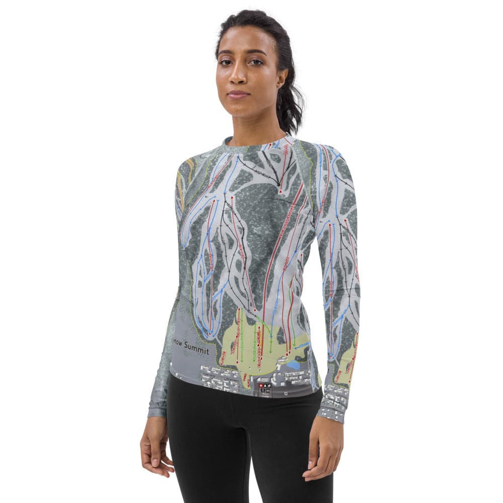 Snow Summit, California Ski Trail Map Women's Base Layer Top - Powderaddicts