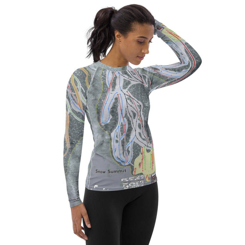 Snow Summit, California Ski Trail Map Women's Base Layer Top - Powderaddicts