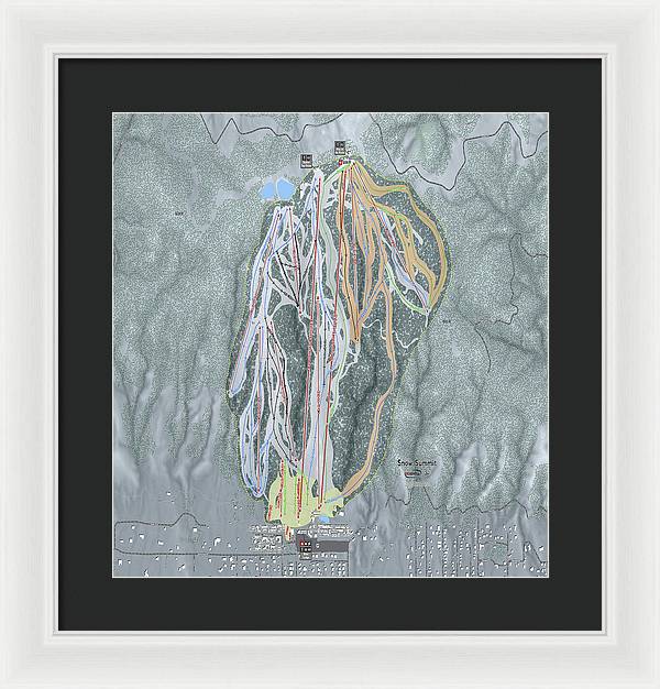 Snow Summit Ski Trail Map - Framed Print - Powderaddicts