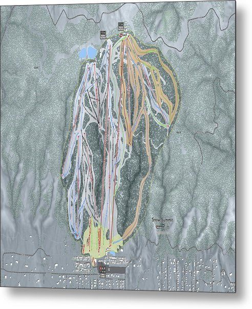 Snow Summit Ski Trail Map - Metal Print - Powderaddicts