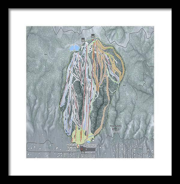 Snow Summit Ski Trail Map - Framed Print - Powderaddicts