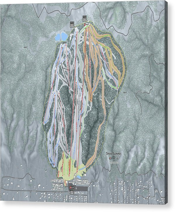 Snow Summit Ski Trail Map - Acrylic Print - Powderaddicts