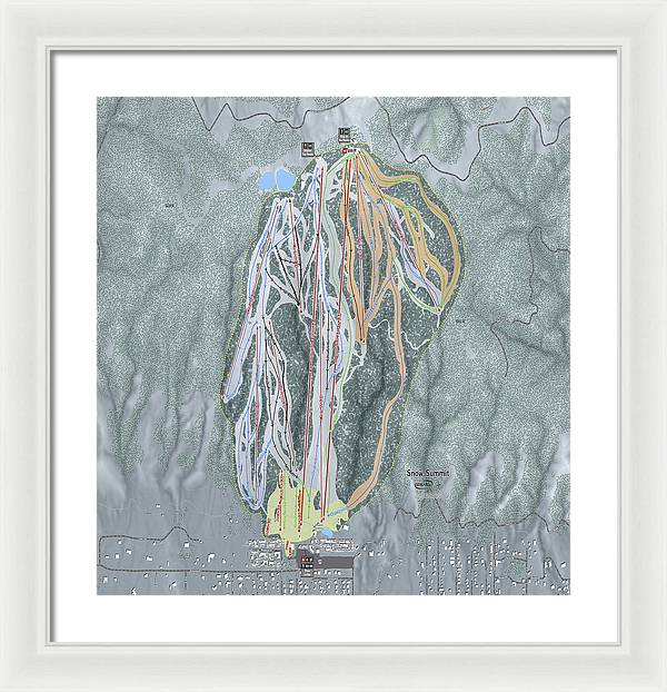 Snow Summit Ski Trail Map - Framed Print - Powderaddicts