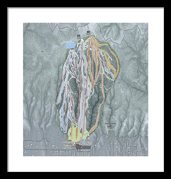 Snow Summit Ski Trail Map - Framed Print - Powderaddicts