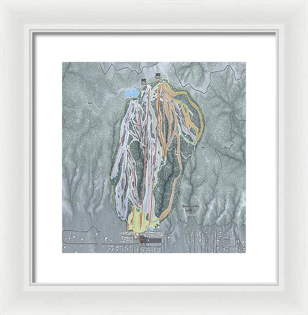 Snow Summit Ski Trail Map - Framed Print - Powderaddicts
