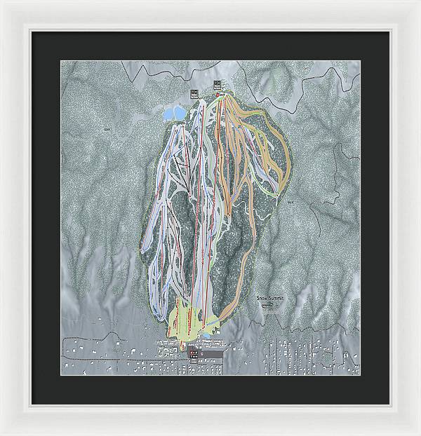 Snow Summit Ski Trail Map - Framed Print - Powderaddicts
