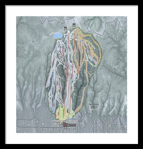 Snow Summit Ski Trail Map - Framed Print - Powderaddicts