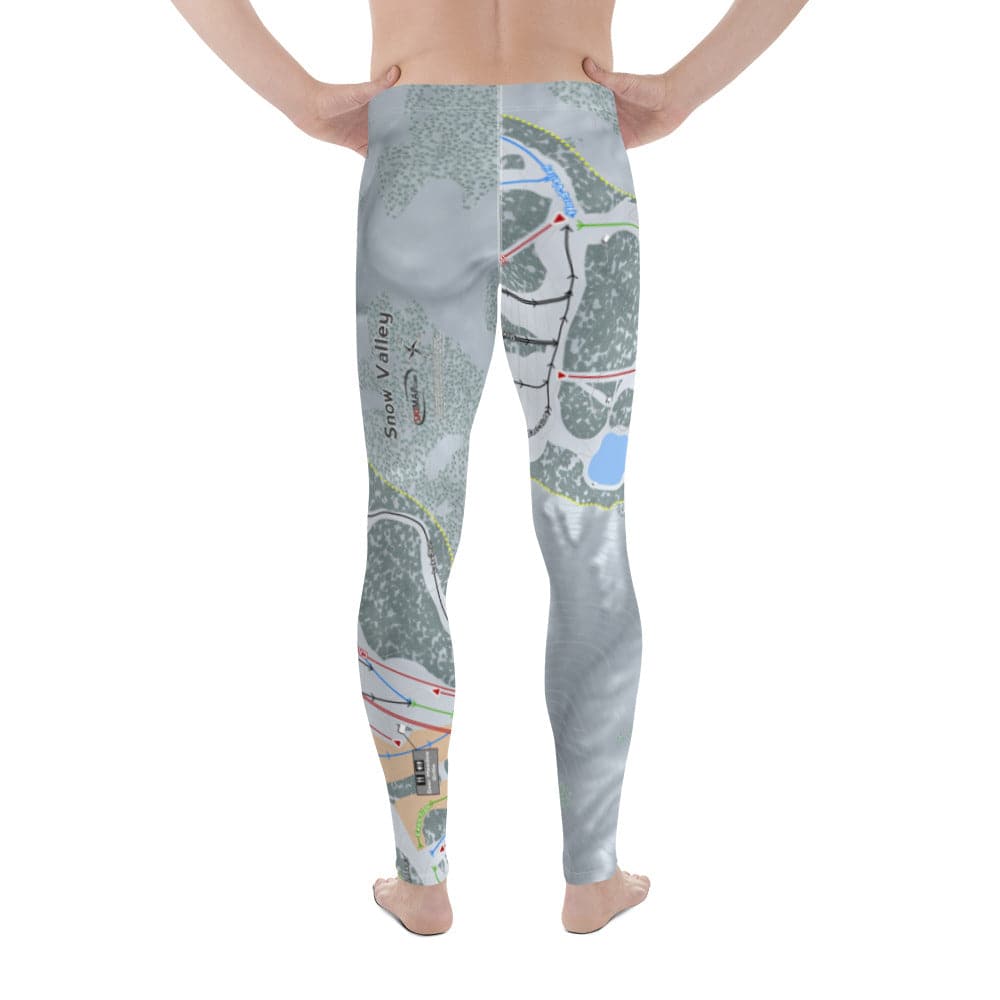 Snow Valley, California Ski Trail Map Men's Base Layer Bottom - Powderaddicts