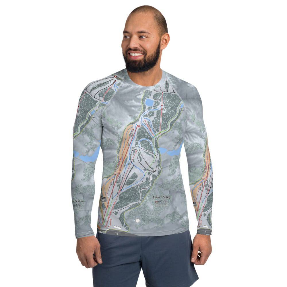 Snow Valley, California Ski Trail Map Men's Base Layer Top - Powderaddicts
