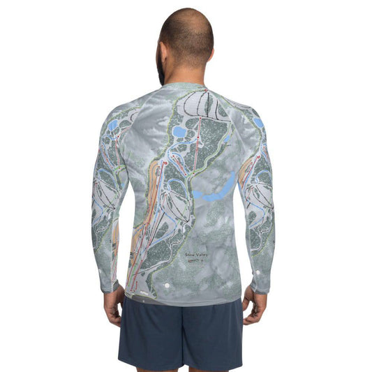 Snow Valley, California Ski Trail Map Men's Base Layer Top - Powderaddicts