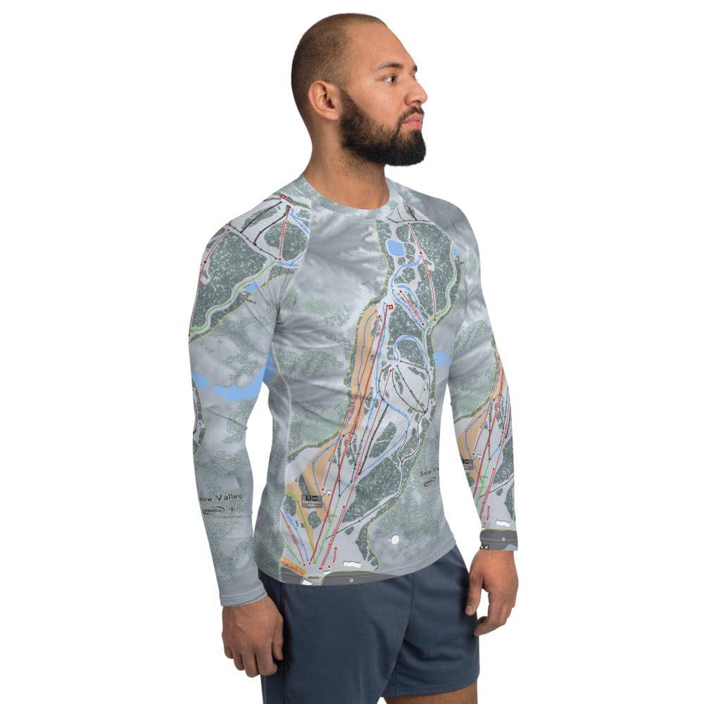 Snow Valley, California Ski Trail Map Men's Base Layer Top - Powderaddicts