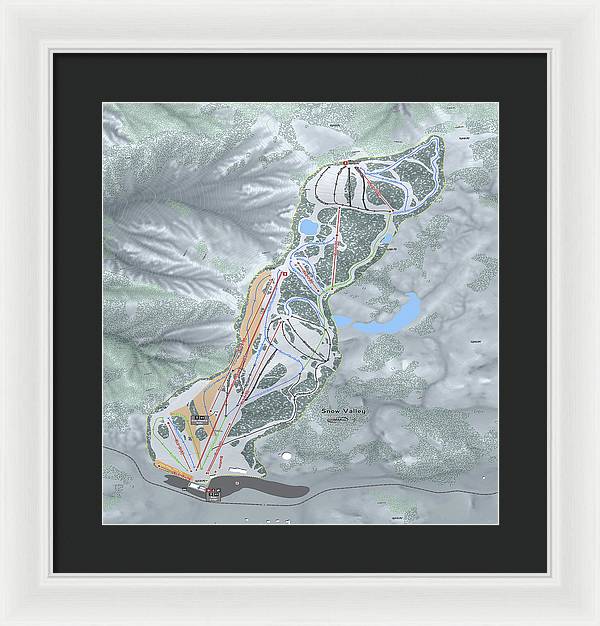 Snow Valley Ski Trail Map - Framed Print - Powderaddicts