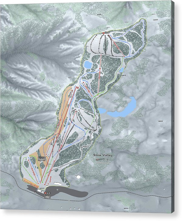 Snow Valley Ski Trail Map - Acrylic Print - Powderaddicts