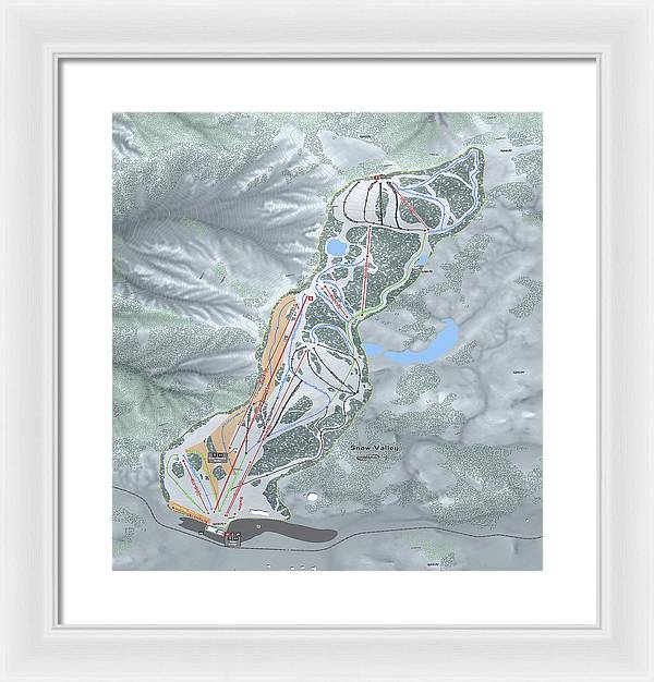 Snow Valley Ski Trail Map - Framed Print - Powderaddicts