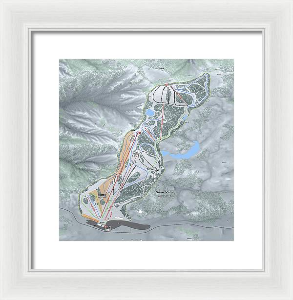 Snow Valley Ski Trail Map - Framed Print - Powderaddicts
