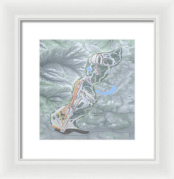 Snow Valley Ski Trail Map - Framed Print - Powderaddicts