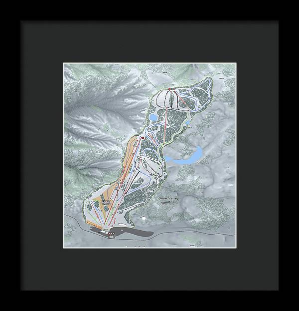 Snow Valley Ski Trail Map - Framed Print - Powderaddicts