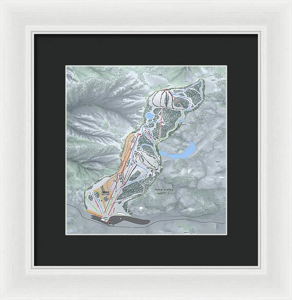 Snow Valley Ski Trail Map - Framed Print - Powderaddicts