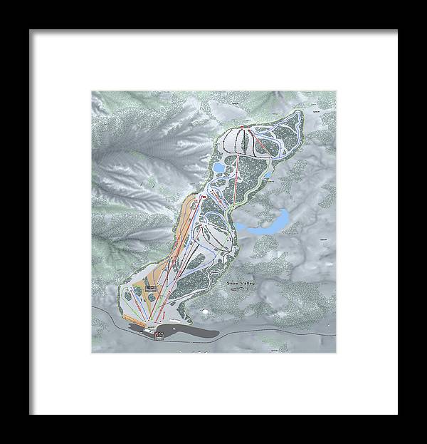 Snow Valley Ski Trail Map - Framed Print - Powderaddicts
