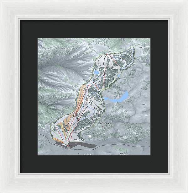 Snow Valley Ski Trail Map - Framed Print - Powderaddicts