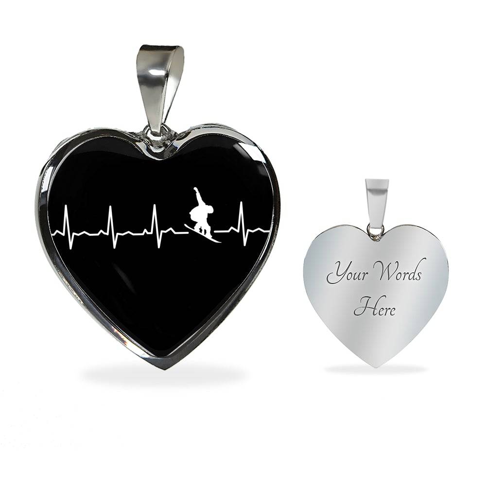 Snowboard Is My Heartbeat Pendant Necklace - Powderaddicts