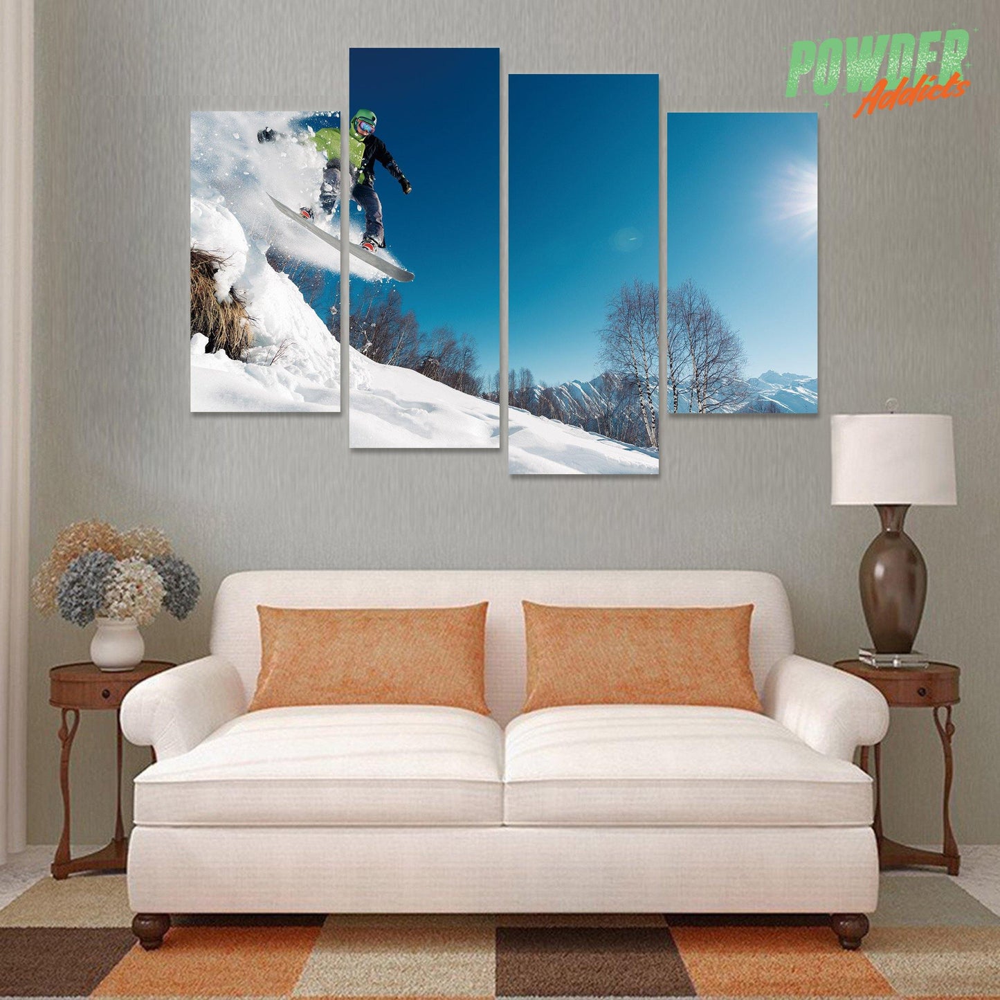 Snowboard Jump 4 Piece Canvas - Powderaddicts