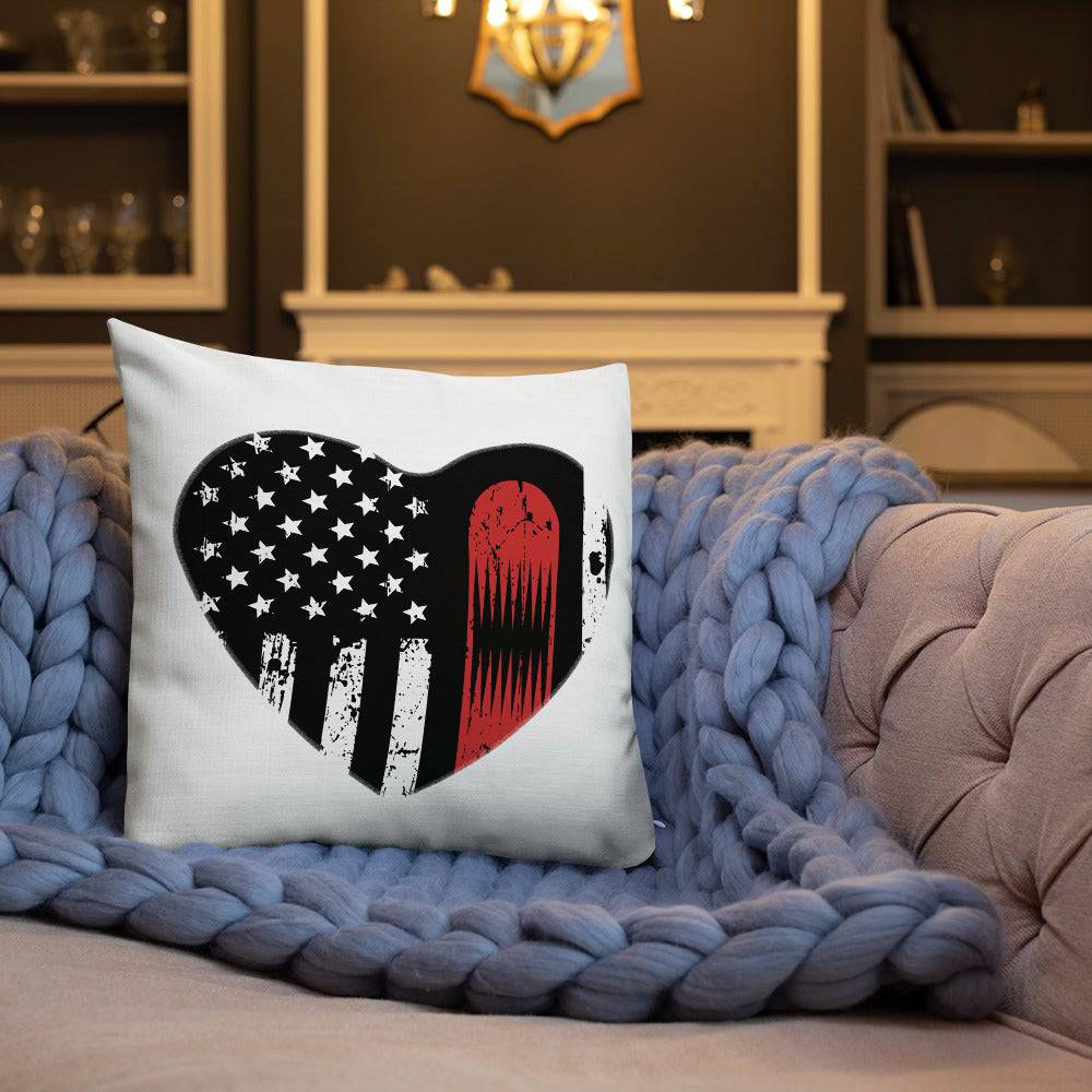 Snowboard USA Flag Heart Premium Pillow - Powderaddicts