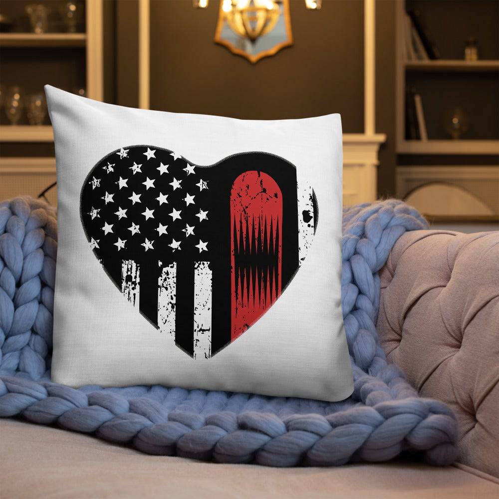 Snowboard USA Flag Heart Premium Pillow - Powderaddicts