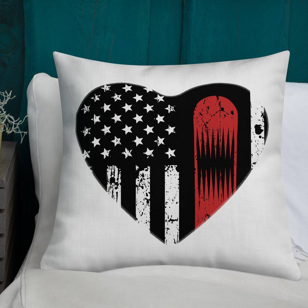 Snowboard USA Flag Heart Premium Pillow - Powderaddicts