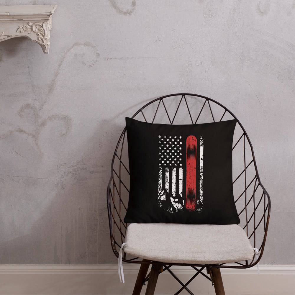 Snowboard USA Flag Premium Pillow - Powderaddicts