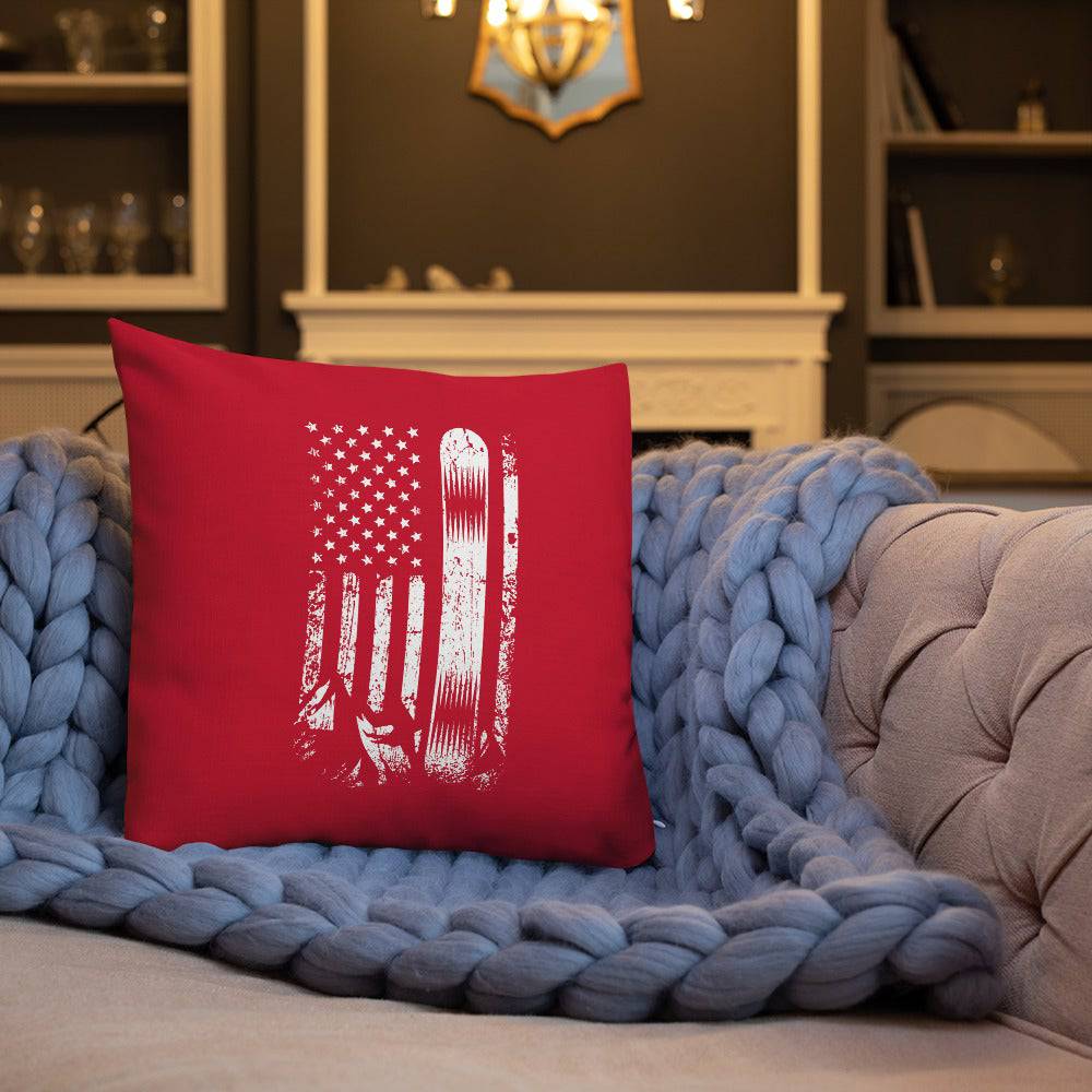 Snowboard USA Flag Red Premium Pillow - Powderaddicts