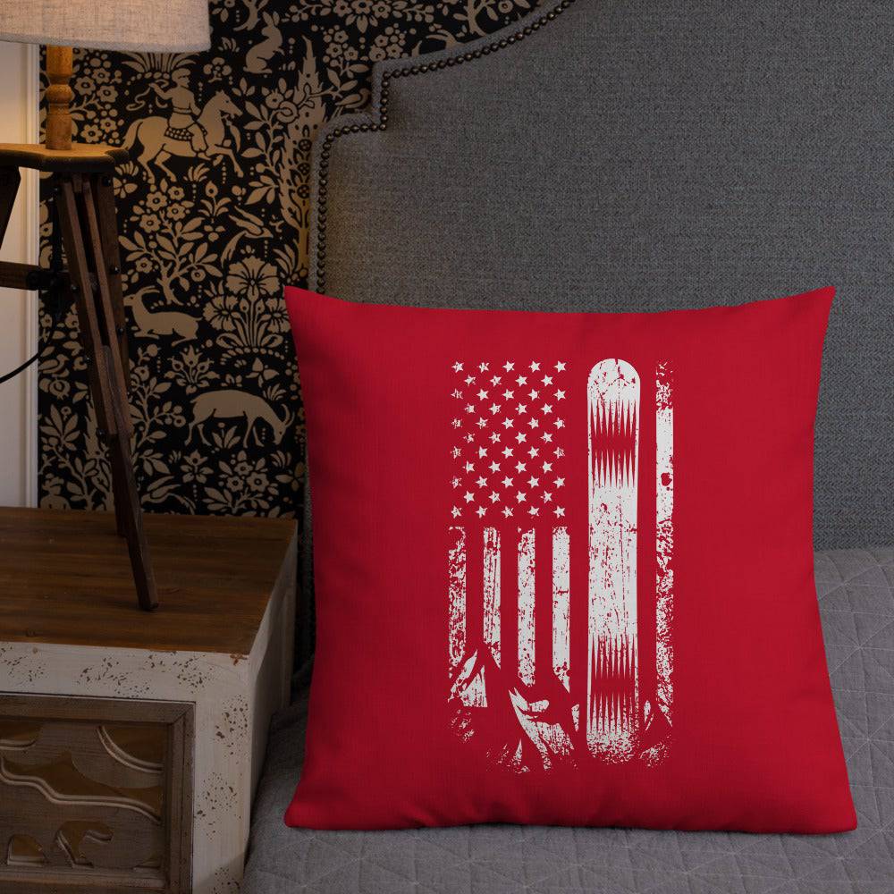 Snowboard USA Flag Red Premium Pillow - Powderaddicts