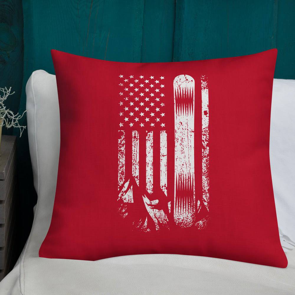 Snowboard USA Flag Red Premium Pillow - Powderaddicts
