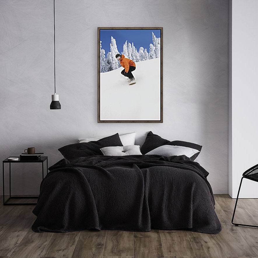 Snowboarder Going Down Snowy Hill - Powderaddicts