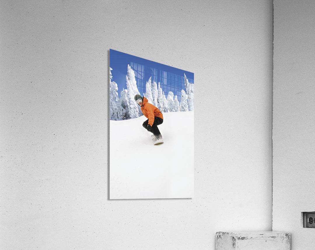 Snowboarder Going Down Snowy Hill - Powderaddicts