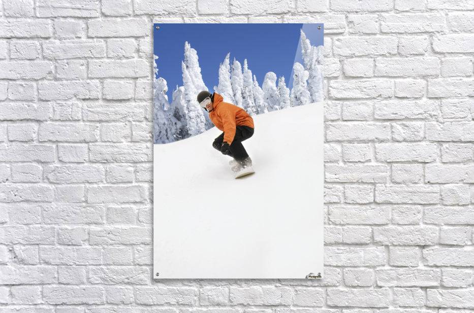 Snowboarder Going Down Snowy Hill - Powderaddicts